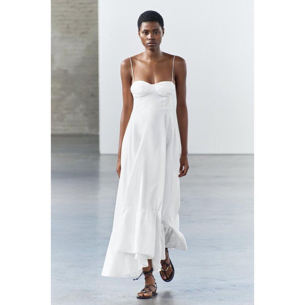 Zara Collection Ruffled Poplin Dress - Picture 1 of 8